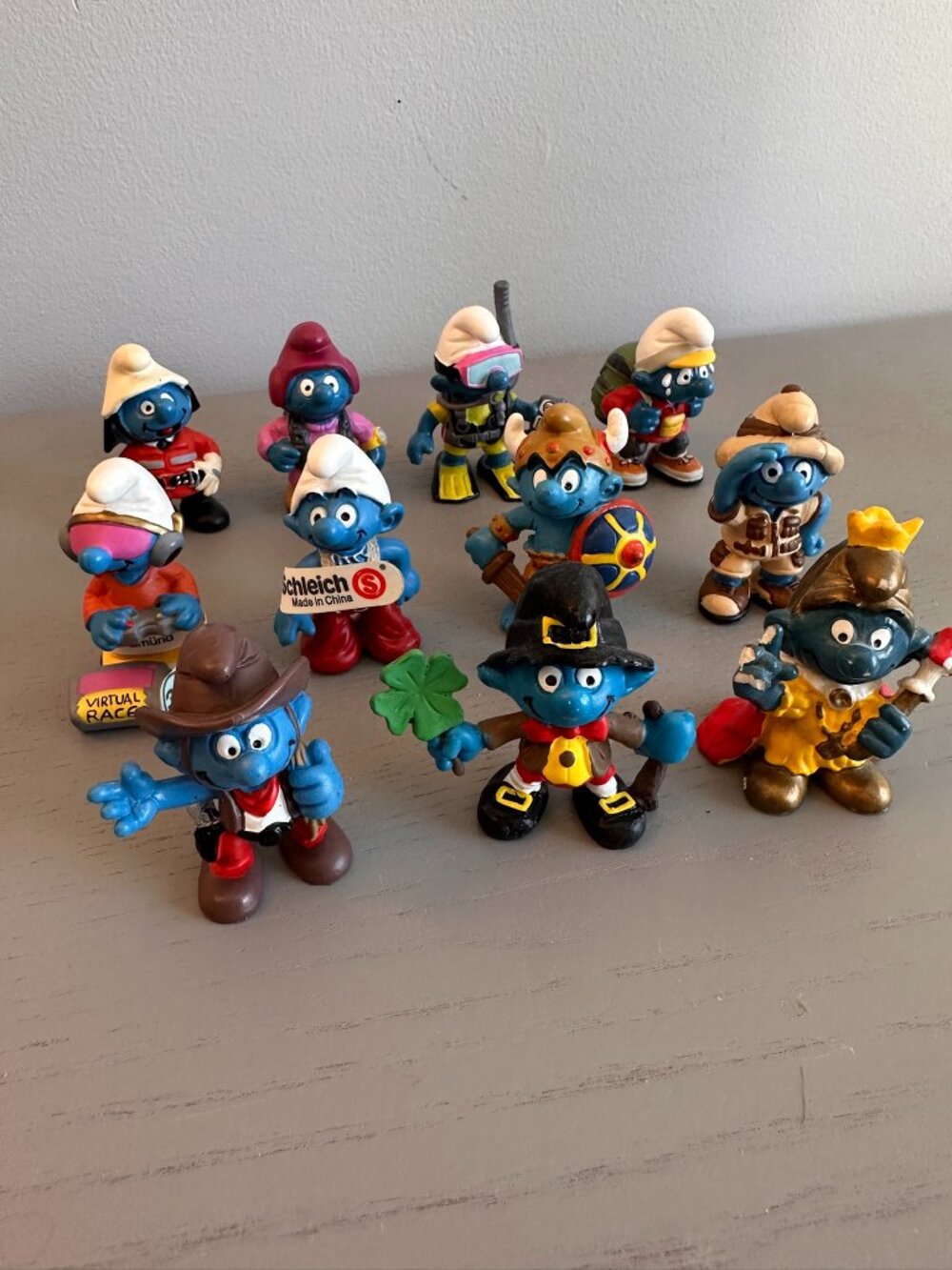 Vintage Schleich Smurfs Figures Lot of 11 Rare King Viking Tags Peyo PVC